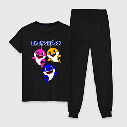 Пижама хлопковая женская Baby Shark, цвет: черный