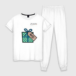 Пижама хлопковая женская Друзья Подарок Ross, цвет: белый