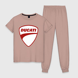 Пижама хлопковая женская Ducati Logo Дукати Лого Z, цвет: пыльно-розовый