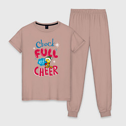 Пижама хлопковая женская Chock full of cheer, цвет: пыльно-розовый