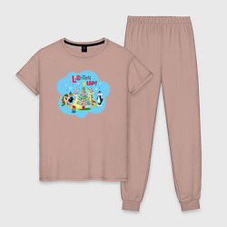 Пижама хлопковая женская Lighten up!, цвет: пыльно-розовый