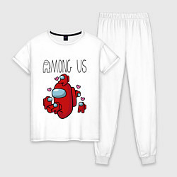 Пижама хлопковая женская Among Us love baby, цвет: белый