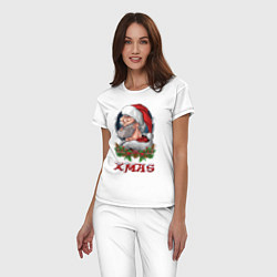 Пижама хлопковая женская Bad Santa, цвет: белый — фото 2