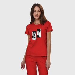 Пижама хлопковая женская Черный клевер, цвет: красный — фото 2