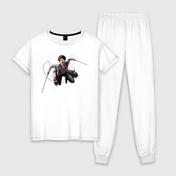 Пижама хлопковая женская Леви Атака Титанов Арт 02, цвет: белый