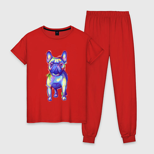 Женская пижама Французский бульдог акварель / Красный – фото 1