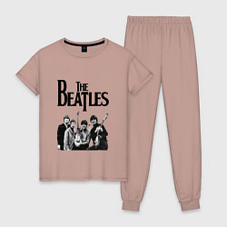 Пижама хлопковая женская The Beatles, цвет: пыльно-розовый