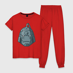 Пижама хлопковая женская Стальной Алхимик, цвет: красный