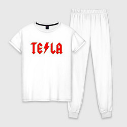 Пижама хлопковая женская TESLA, цвет: белый