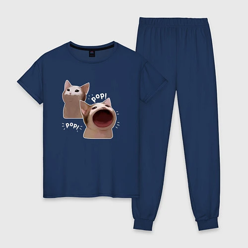 Женская пижама Cat Pop - Мем / Тёмно-синий – фото 1