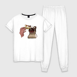 Пижама хлопковая женская Pop Cat, цвет: белый