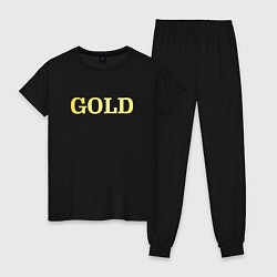Пижама хлопковая женская Cyberpunk 2077 gold, цвет: черный