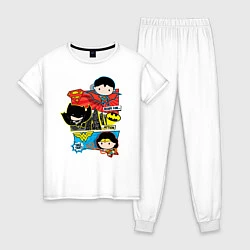 Пижама хлопковая женская Лига Справедливости, цвет: белый