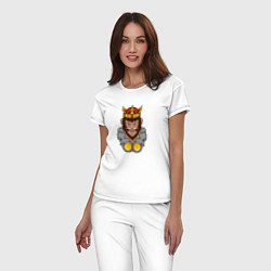 Пижама хлопковая женская Monkey King, цвет: белый — фото 2