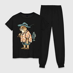 Пижама хлопковая женская Котан рыбак, цвет: черный