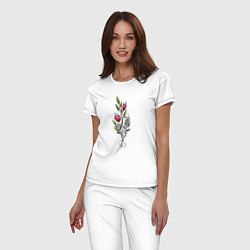 Пижама хлопковая женская Graphic flower, цвет: белый — фото 2