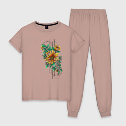Пижама хлопковая женская Sunflower, цвет: пыльно-розовый