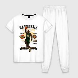 Пижама хлопковая женская Чемпионы по баскетболу, цвет: белый