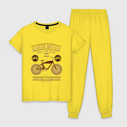 Пижама хлопковая женская Классический велосипед, цвет: желтый