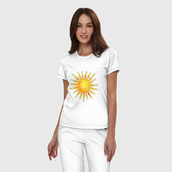 Пижама хлопковая женская Солнце рисунок, цвет: белый — фото 2