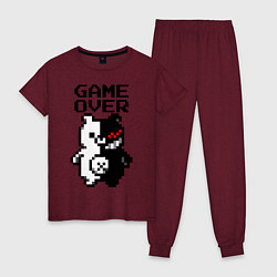 Пижама хлопковая женская MONOKUMA GAME OVER, цвет: меланж-бордовый