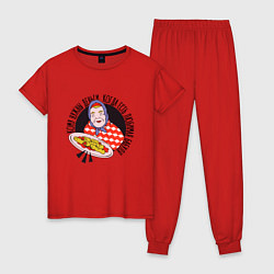 Пижама хлопковая женская Любимая Бабуля с едой, цвет: красный