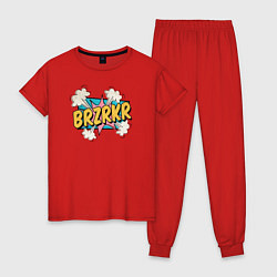 Пижама хлопковая женская Brzrkr Берсерк, цвет: красный