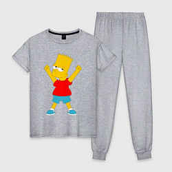 Пижама хлопковая женская Барт Симпсон, цвет: меланж