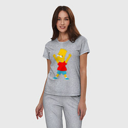 Пижама хлопковая женская Барт Симпсон, цвет: меланж — фото 2