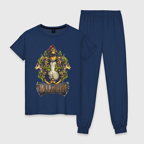 Женская пижама Valheim рыцарь и львы / Тёмно-синий – фото 1