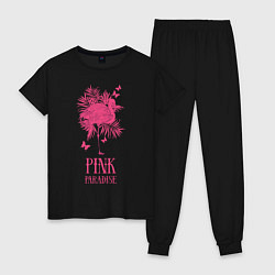 Пижама хлопковая женская Pink paradise цвета черный — фото 1