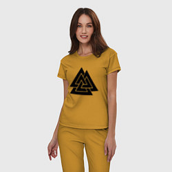 Пижама хлопковая женская Валькнут Valknut Z, цвет: горчичный — фото 2