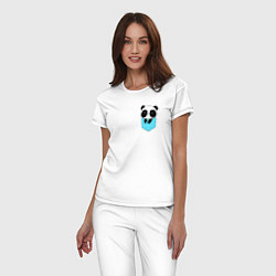 Пижама хлопковая женская Панда милашка в кармашке, цвет: белый — фото 2