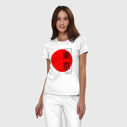 Пижама хлопковая женская Tokyo иероглифами, цвет: белый — фото 2