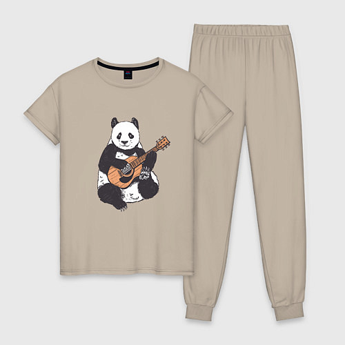 Женская пижама Панда гитарист Panda Guitar / Миндальный – фото 1