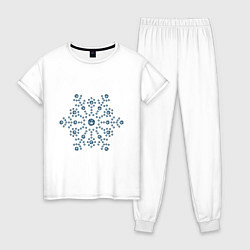 Пижама хлопковая женская Снежинка стразы кристаллы, цвет: белый