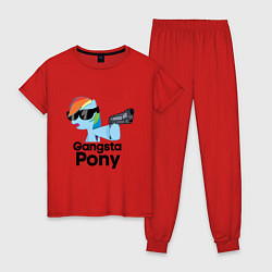 Пижама хлопковая женская Gangsta pony, цвет: красный