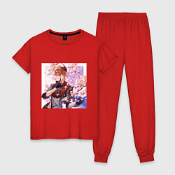 Пижама хлопковая женская Tartaglia fan art, цвет: красный