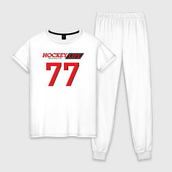 Пижама хлопковая женская Hockey life Number series, цвет: белый