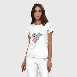 Пижама хлопковая женская Единорожка на радуге, цвет: белый — фото 2