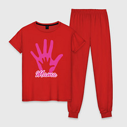 Пижама хлопковая женская Рука мамы, цвет: красный