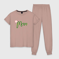 Пижама хлопковая женская Mom, цвет: пыльно-розовый