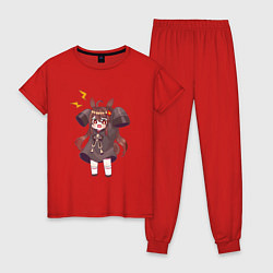 Пижама хлопковая женская Озорная Ху Тао, цвет: красный