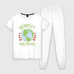 Пижама хлопковая женская Respect Earth, цвет: белый