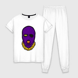 Пижама хлопковая женская DaBaby Purple Mask, цвет: белый
