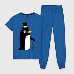 Пижама хлопковая женская Пингвин в шляпе, цвет: синий