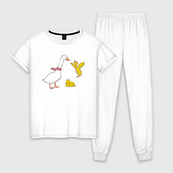 Пижама хлопковая женская Утка и утята, цвет: белый