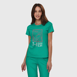 Пижама хлопковая женская T-FEST, цвет: зеленый — фото 2