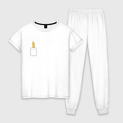 Пижама хлопковая женская Кошачья лапка в кармане 01, цвет: белый