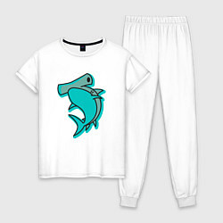 Пижама хлопковая женская Акула молот, цвет: белый